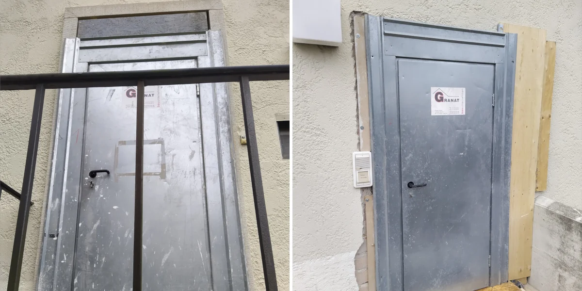 Eine Stütze wird mit Brandschutzplatten verkleidet