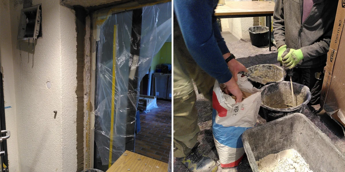 Spachtelarbeiten im Keller