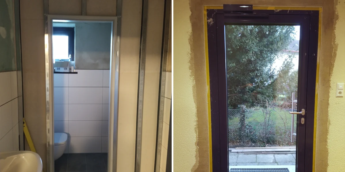 Mit einem Akkuschrauber werden Löcher in eine Sauerkrautplatte gebohrt